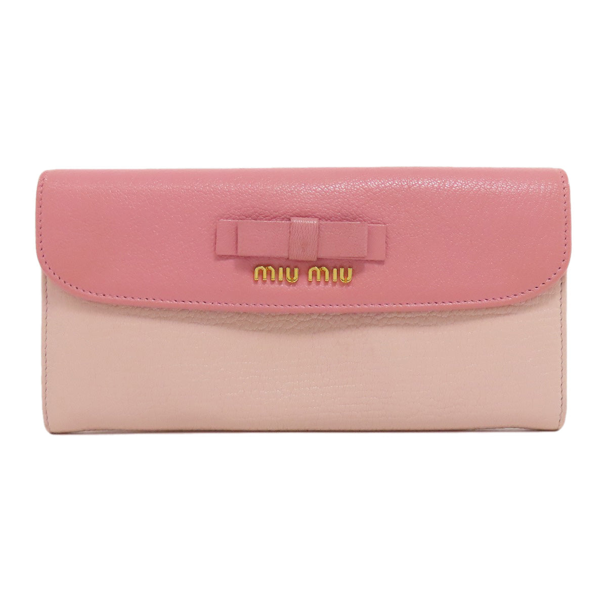 MIUMIU   Long wallet (with coin pocket) Logo ribbon Leather Ladies