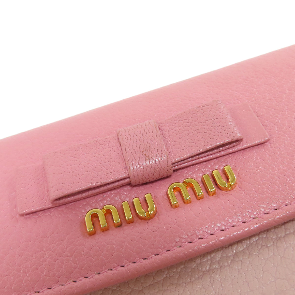MIUMIU Logo ribbon Long wallet (with coin pocket) Leather Ladies [Used]