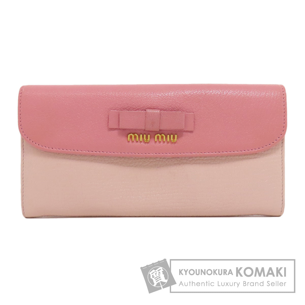 MIUMIU   Long wallet (with coin pocket) Logo ribbon Leather Ladies