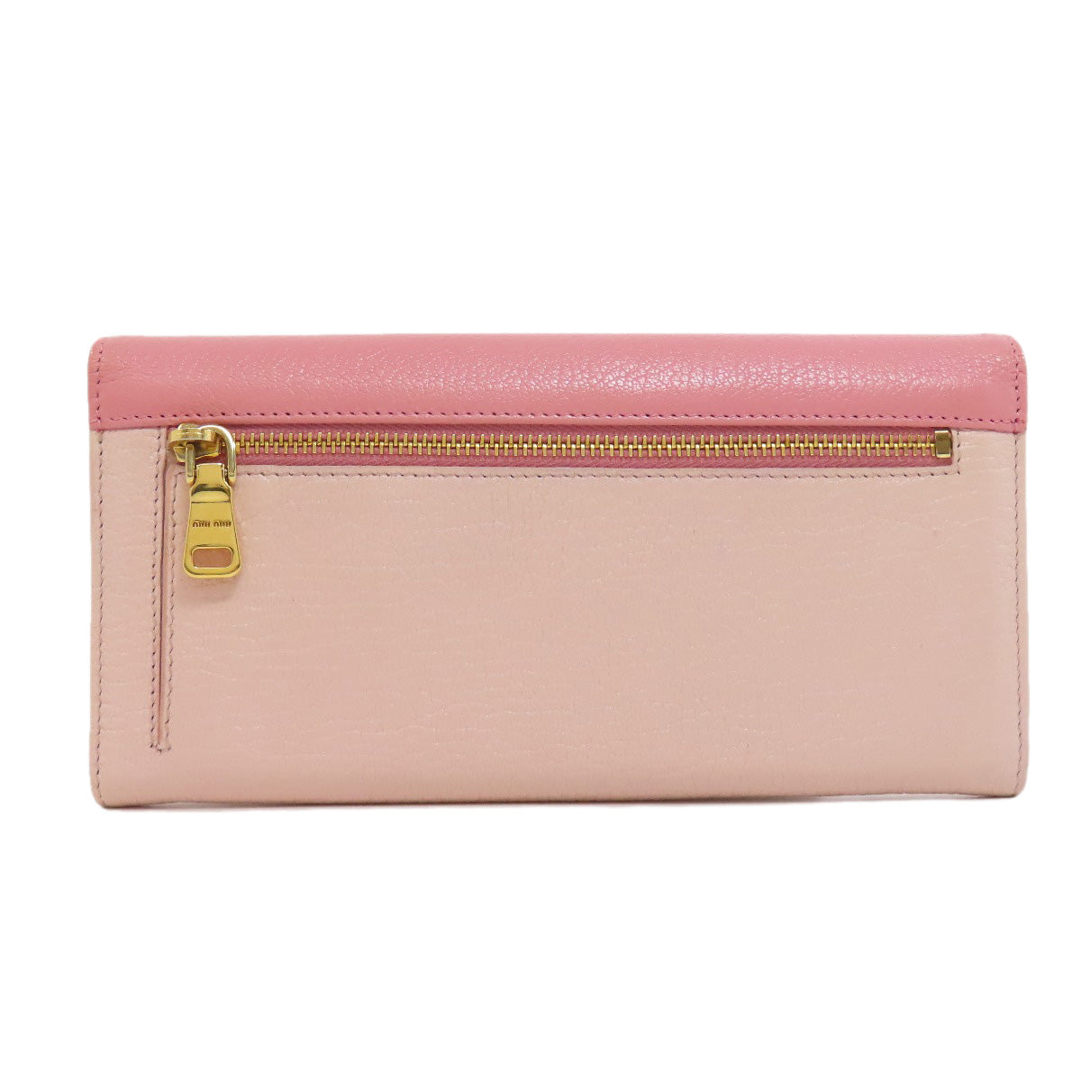 MIUMIU Logo ribbon Long wallet (with coin pocket) Leather Ladies [Used]