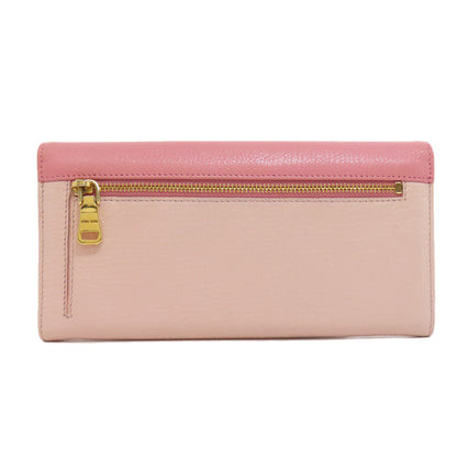MIUMIU Logo ribbon Long wallet (with coin pocket) Leather Ladies [Used]