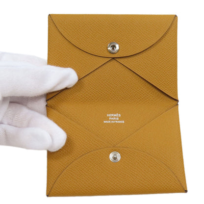 HERMES Calvi SilverHardware Card Case Epsom Ladies [Used]