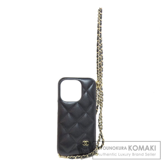 CHANEL   Smartphone case iPhone15 Pro COCO Mark GoldHardware Grained Calfskin Skin Ladies