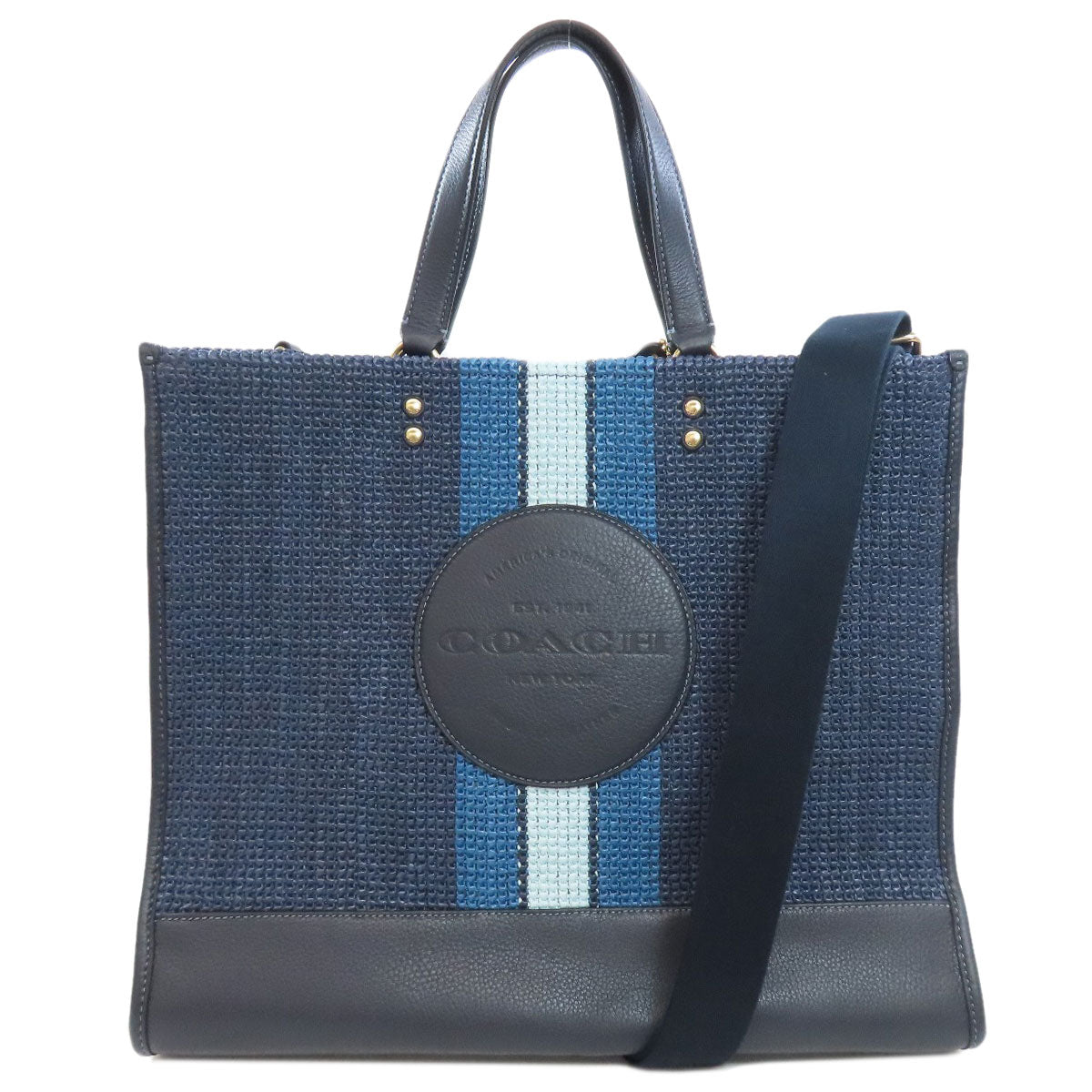 COACH CA593 Dempsey 2WAY Tote Bag Straw Ladies [Used]