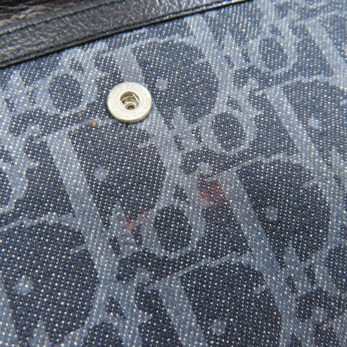 CHRISTIAN DIOR Trotter pattern Long wallet (with coin pocket) Denim Ladies [Used]