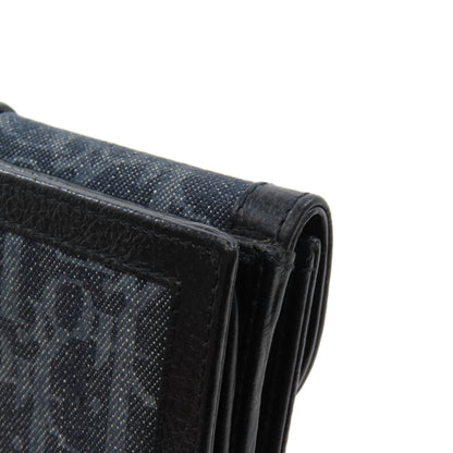 CHRISTIAN DIOR Trotter pattern Long wallet (with coin pocket) Denim Ladies [Used]