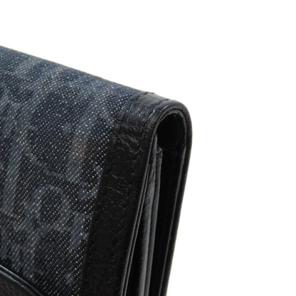 CHRISTIAN DIOR Trotter pattern Long wallet (with coin pocket) Denim Ladies [Used]