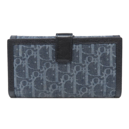 CHRISTIAN DIOR   Long wallet (with coin pocket) Trotter pattern Denim Ladies