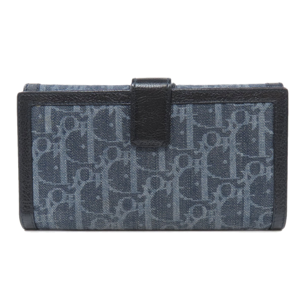CHRISTIAN DIOR Trotter pattern Long wallet (with coin pocket) Denim Ladies [Used]
