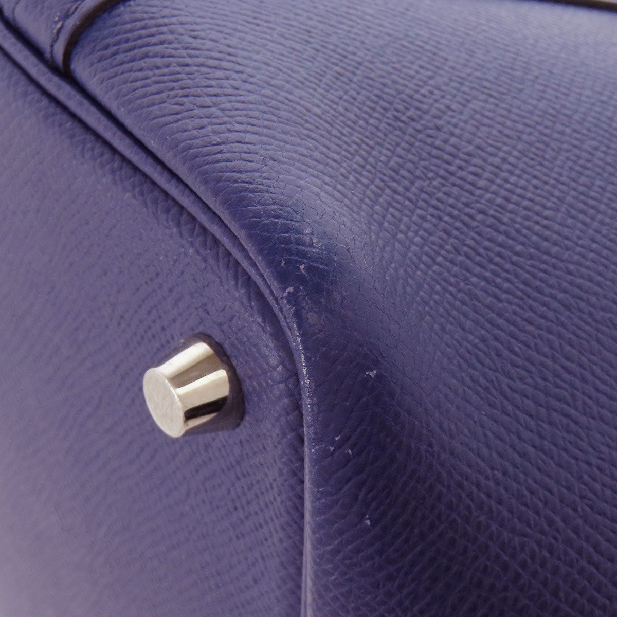 HERMES Picotin Lock PM Blue Ankle Traceage SilverHardware Handbag Epsom Ladies [Used]