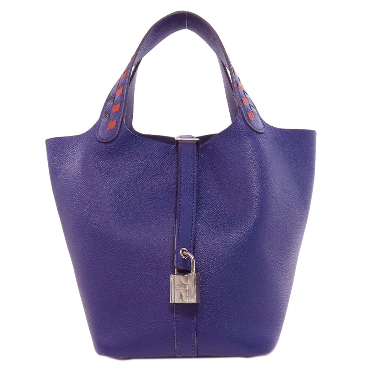 HERMES Picotin Lock PM Blue Ankle Traceage SilverHardware Handbag Epsom Ladies [Used]