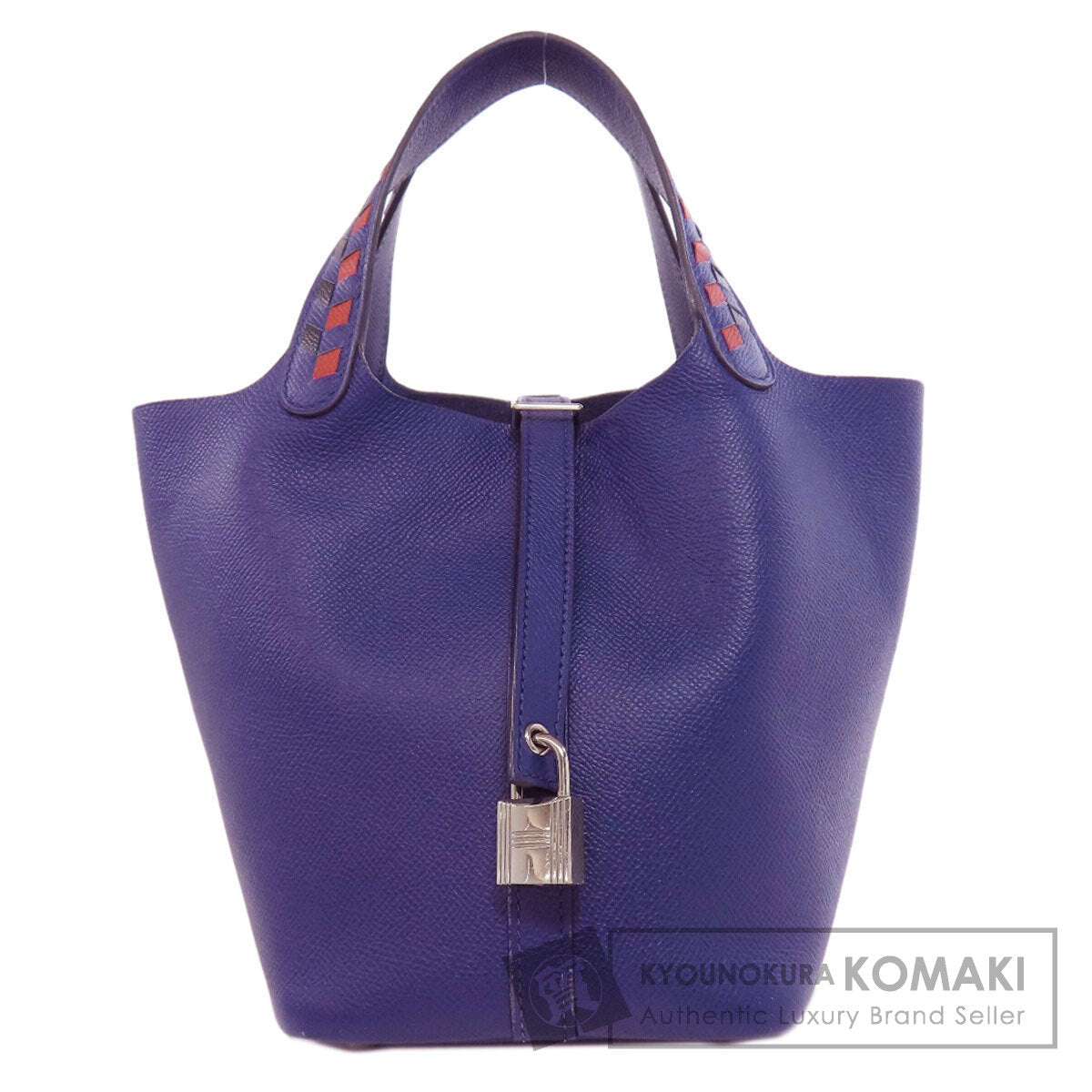 HERMES Picotin Lock PM Blue Ankle Traceage SilverHardware Handbag Epsom Ladies [Used]