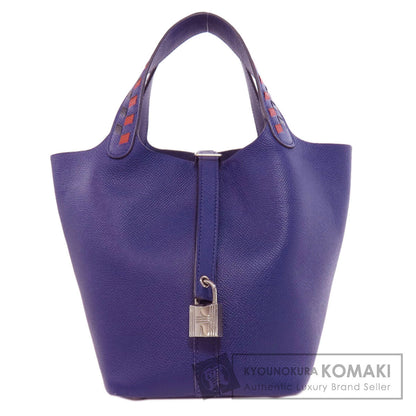 HERMES Picotin Lock PM Blue Ankle Traceage SilverHardware Handbag Epsom Ladies [Used]