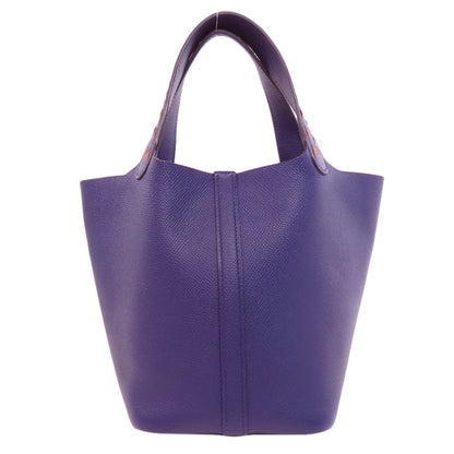 HERMES Picotin Lock PM Blue Ankle Traceage SilverHardware Handbag Epsom Ladies [Used]