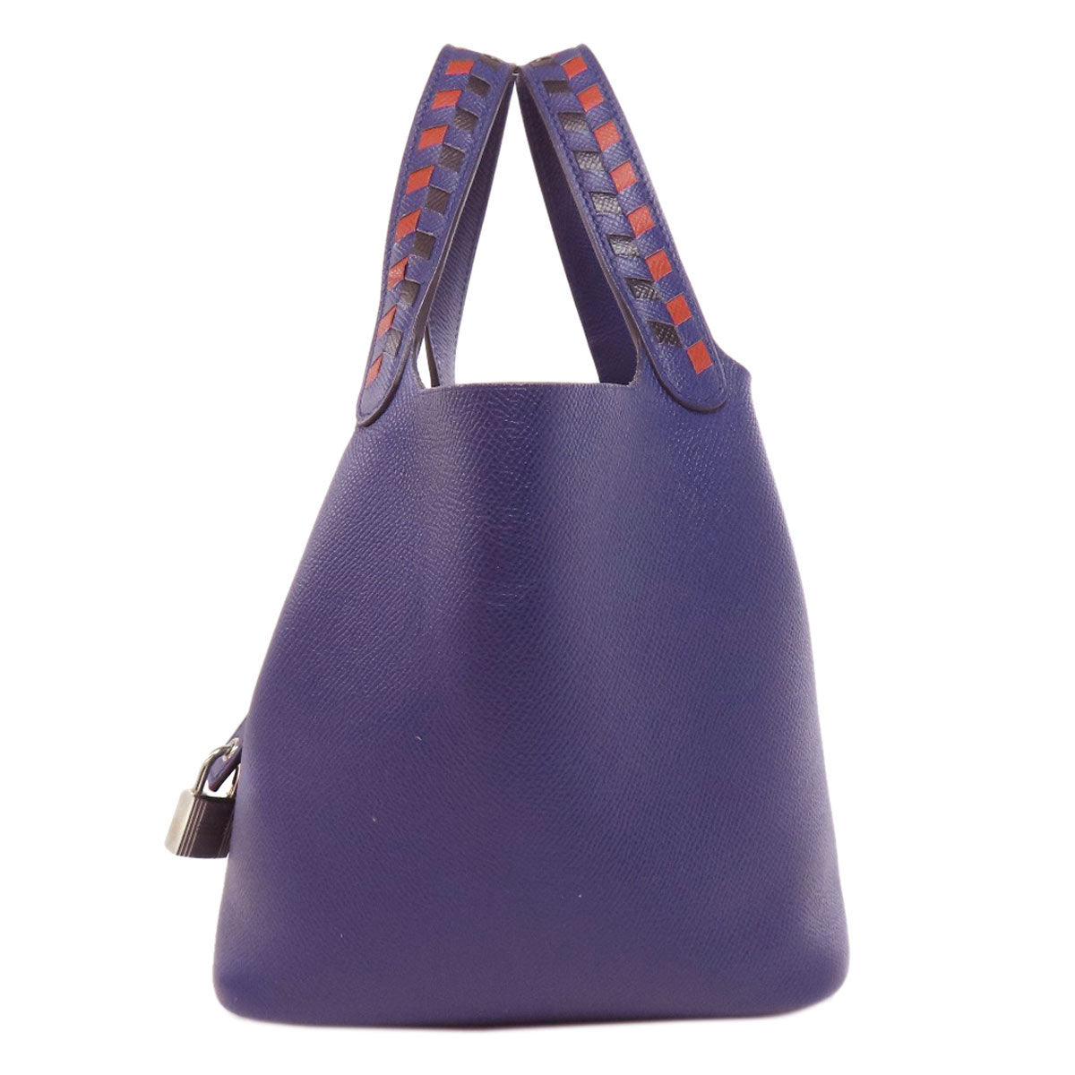 HERMES Picotin Lock PM Blue Ankle Traceage SilverHardware Handbag Epsom Ladies [Used]