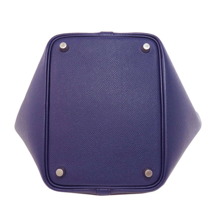 HERMES Picotin Lock PM Blue Ankle Traceage SilverHardware Handbag Epsom Ladies [Used]
