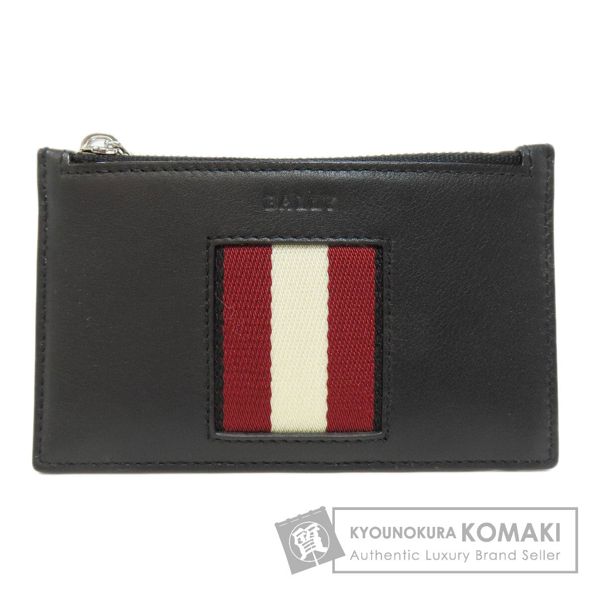 BALLY Barry Stripe Card Case Leather Ladies [Used]