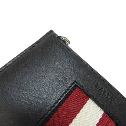 BALLY Barry Stripe Card Case Leather Ladies [Used]