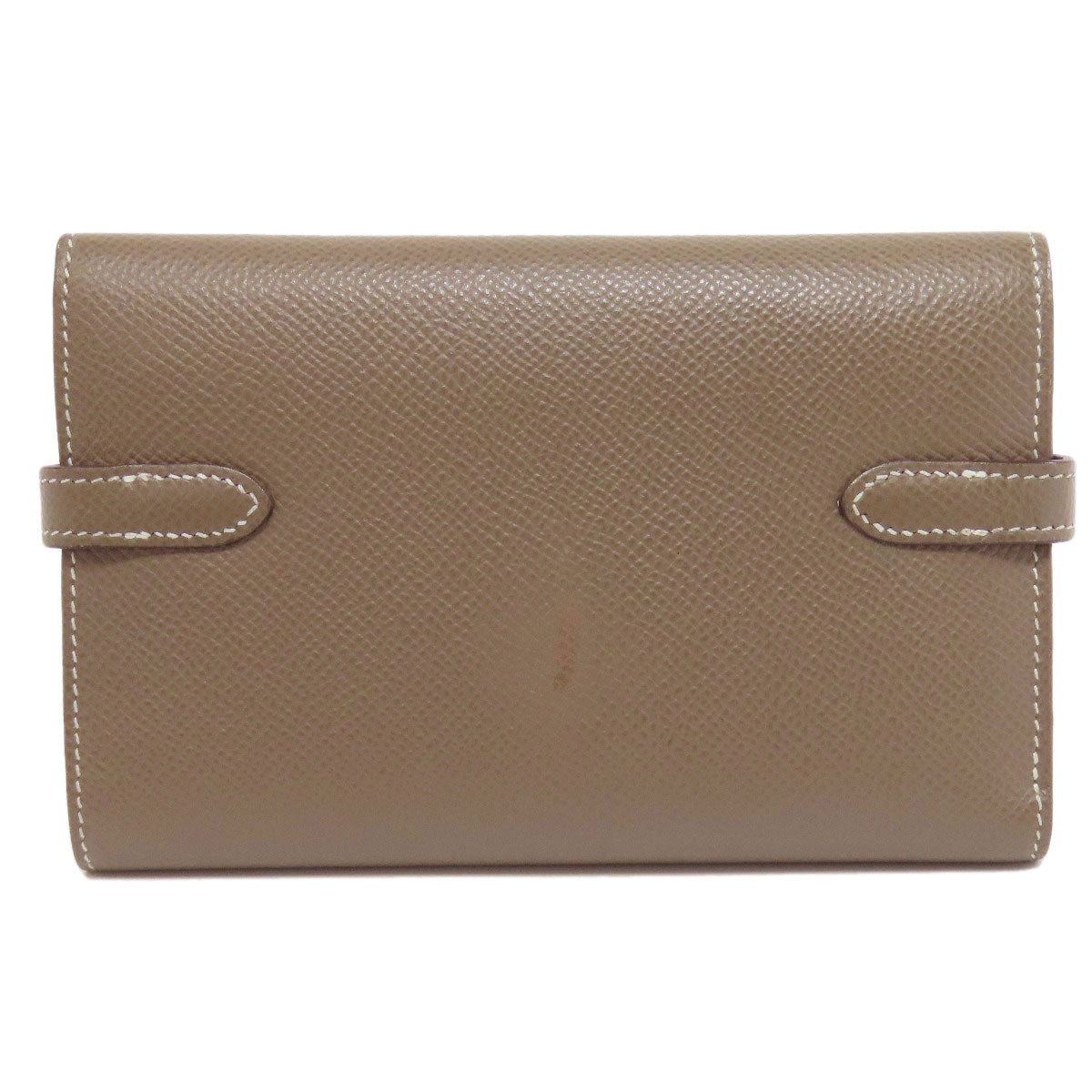 HERMES   Bifold Wallet with Coin Pocket Kelly Wallet Compact Etoupe GoldHardware Epsom Ladies