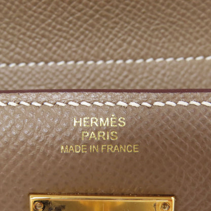 HERMES   Bifold Wallet with Coin Pocket Kelly Wallet Compact Etoupe GoldHardware Epsom Ladies