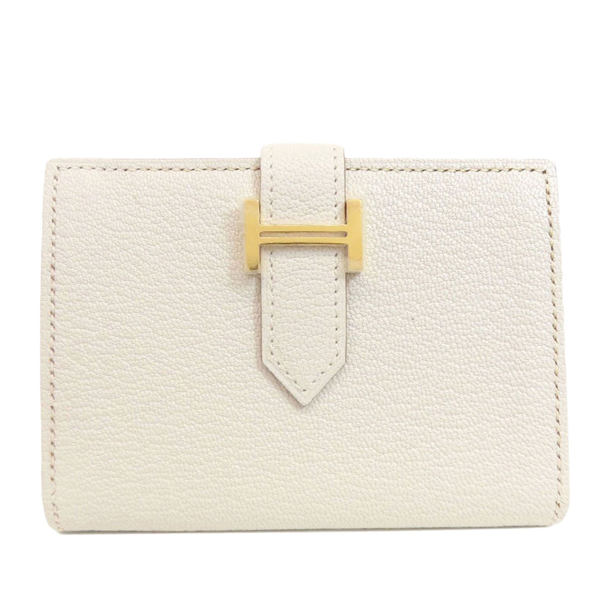 HERMES Bearn Gold Hardware Card Case Chevre Ladies [Used]