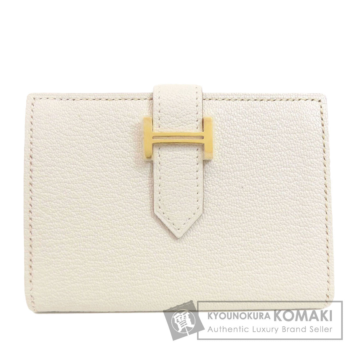 HERMES   Card Case Bearn Gold Hardware Chevre Ladies