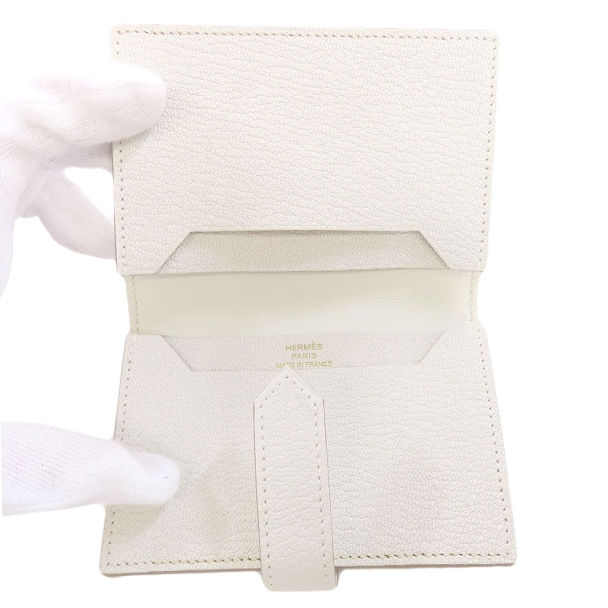 HERMES Bearn Gold Hardware Card Case Chevre Ladies [Used]