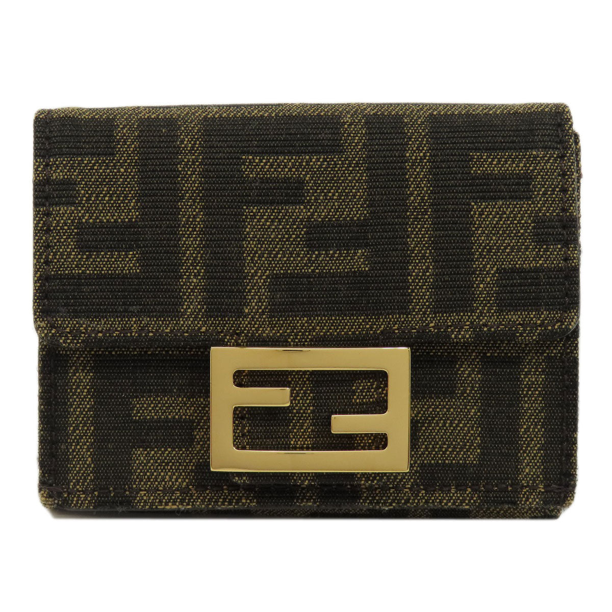 FENDI Zucca pattern Bifold Wallet with Coin Pocket Canvas Ladies [Used]