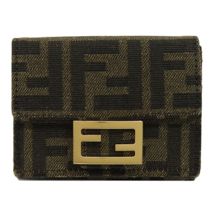 FENDI Zucca pattern Bifold Wallet with Coin Pocket Canvas Ladies [Used]