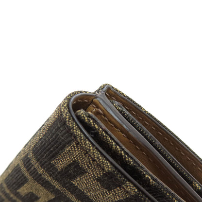 FENDI Zucca pattern Bifold Wallet with Coin Pocket Canvas Ladies [Used]