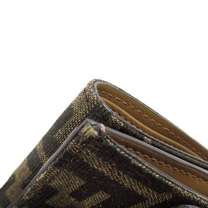 FENDI Zucca pattern Bifold Wallet with Coin Pocket Canvas Ladies [Used]