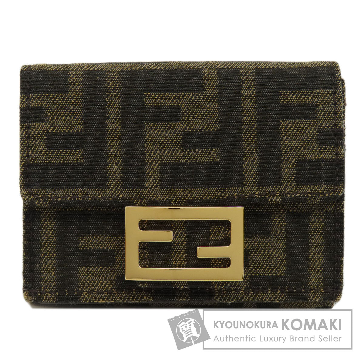 FENDI Zucca pattern Bifold Wallet with Coin Pocket Canvas Ladies [Used]