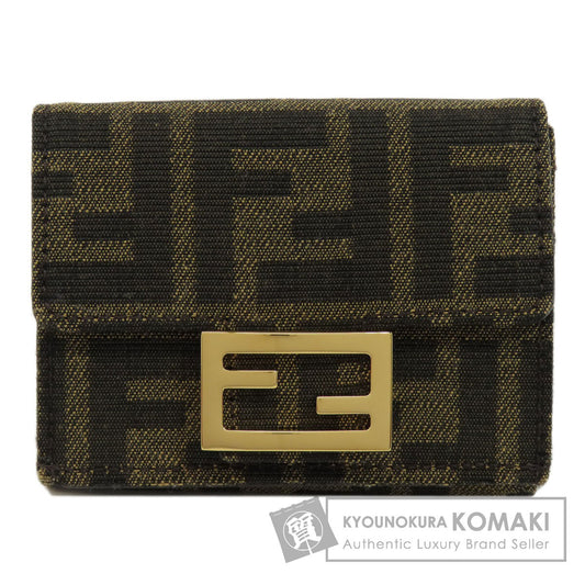 FENDI Zucca pattern Bifold Wallet with Coin Pocket Canvas Ladies [Used]