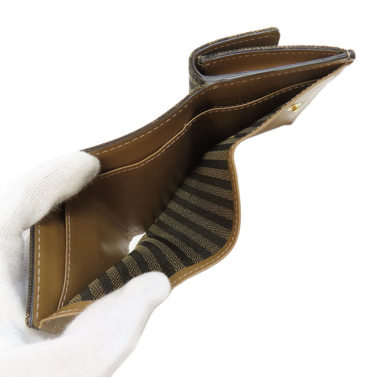 FENDI Zucca pattern Bifold Wallet with Coin Pocket Canvas Ladies [Used]