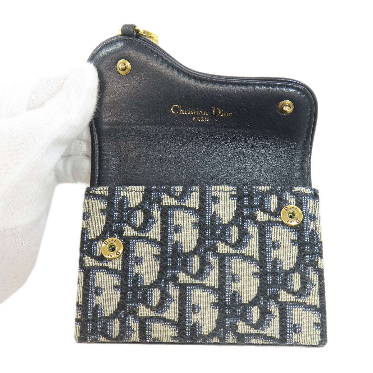 CHRISTIAN DIOR   Card Case Saddle trotter pattern Canvas Ladies