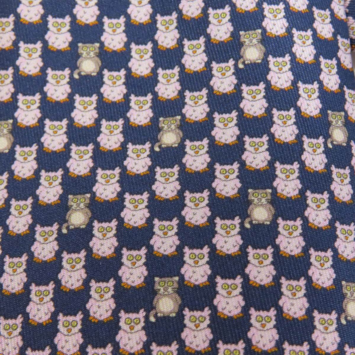 HERMES   tie Owl pattern Silk mens