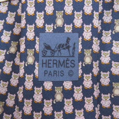 HERMES   tie Owl pattern Silk mens