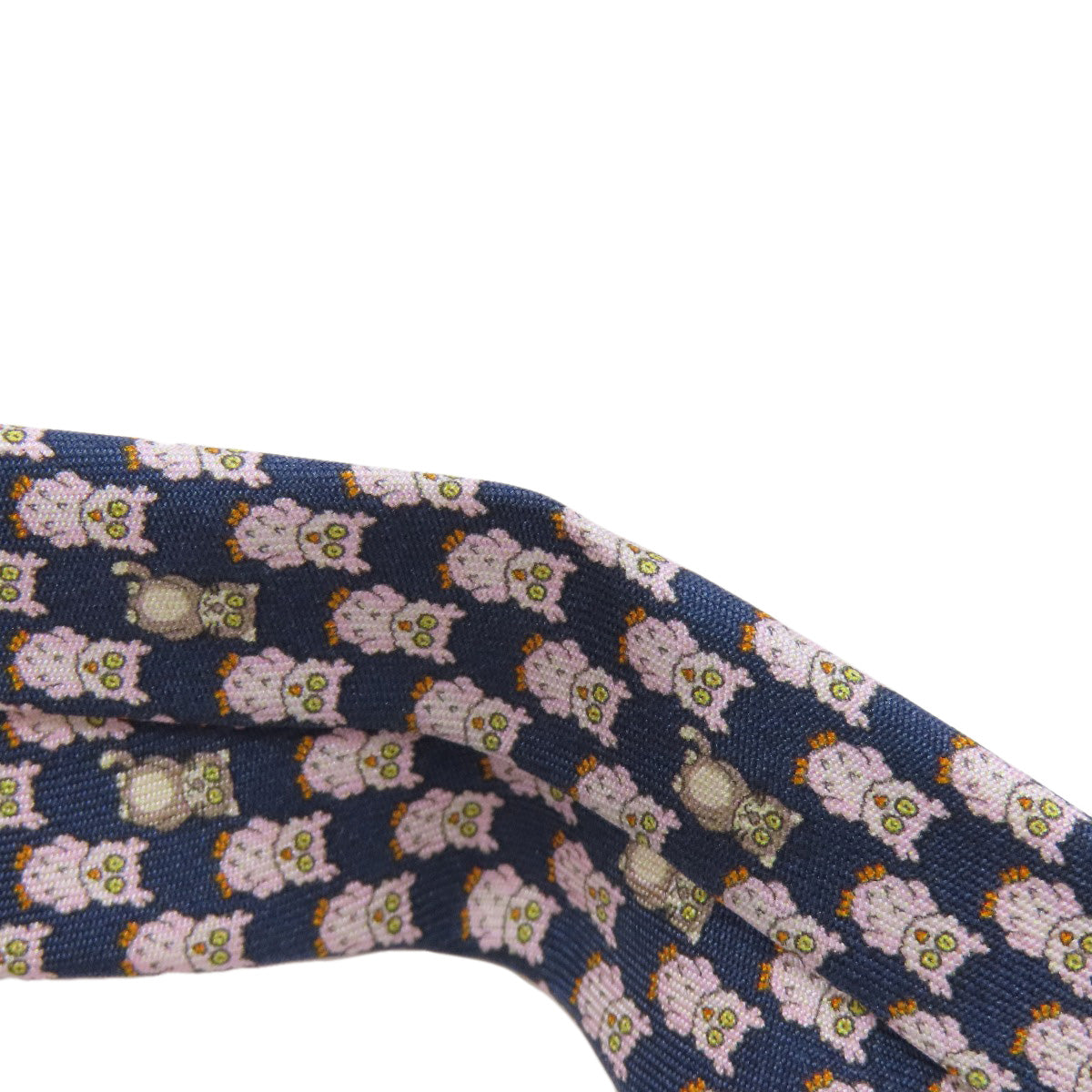 HERMES   tie Owl pattern Silk mens