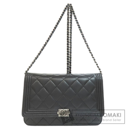 CHANEL Chain Wallet Boy Chanel SilverHardware Long wallet (with coin pocket) Lambskin Ladies [Used]