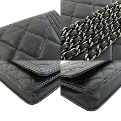 CHANEL Chain Wallet Boy Chanel SilverHardware Long wallet (with coin pocket) Lambskin Ladies [Used]