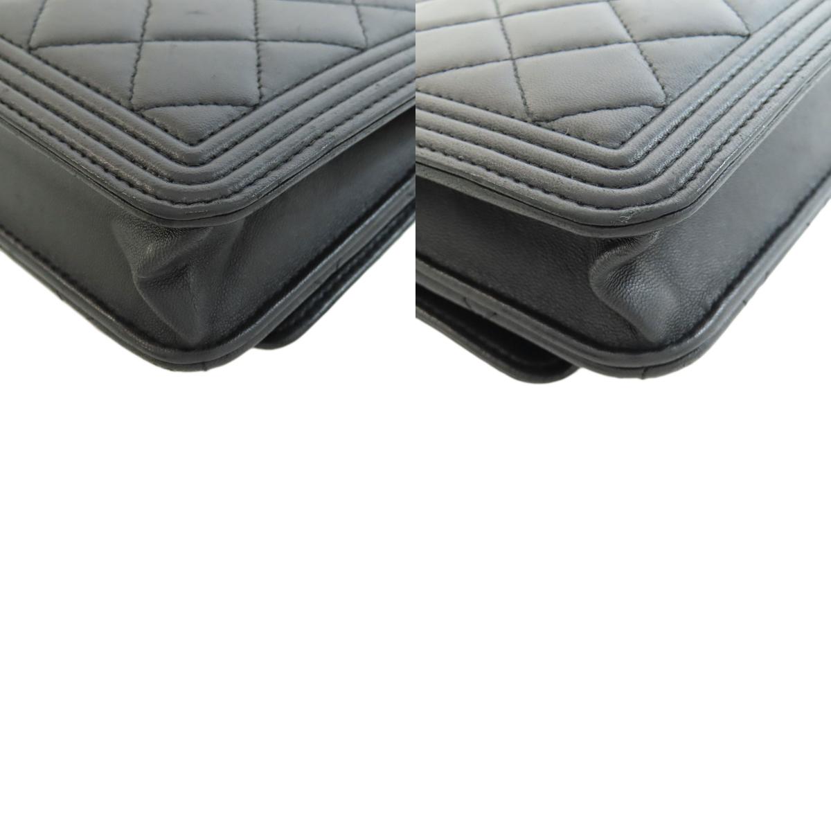 CHANEL Chain Wallet Boy Chanel SilverHardware Long wallet (with coin pocket) Lambskin Ladies [Used]