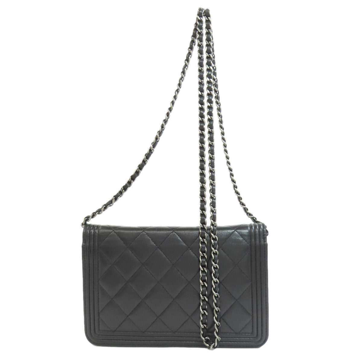 CHANEL Chain Wallet Boy Chanel SilverHardware Long wallet (with coin pocket) Lambskin Ladies [Used]