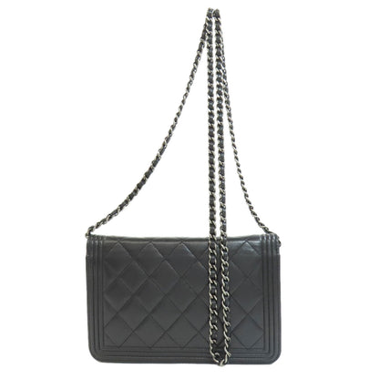 CHANEL Chain Wallet Boy Chanel SilverHardware Long wallet (with coin pocket) Lambskin Ladies [Used]
