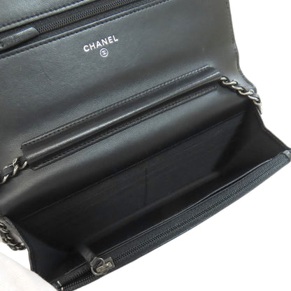 CHANEL Chain Wallet Boy Chanel SilverHardware Long wallet (with coin pocket) Lambskin Ladies [Used]