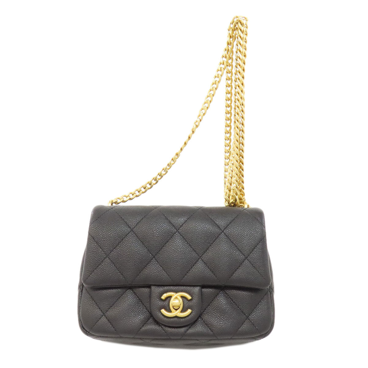 CHANEL ChainShoulder COCO Mark GoldHardware Shoulder Bag Grained Calfskin Skin Ladies [Used]