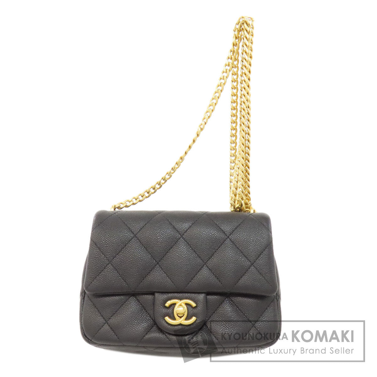 CHANEL ChainShoulder COCO Mark GoldHardware Shoulder Bag Grained Calfskin Skin Ladies [Used]