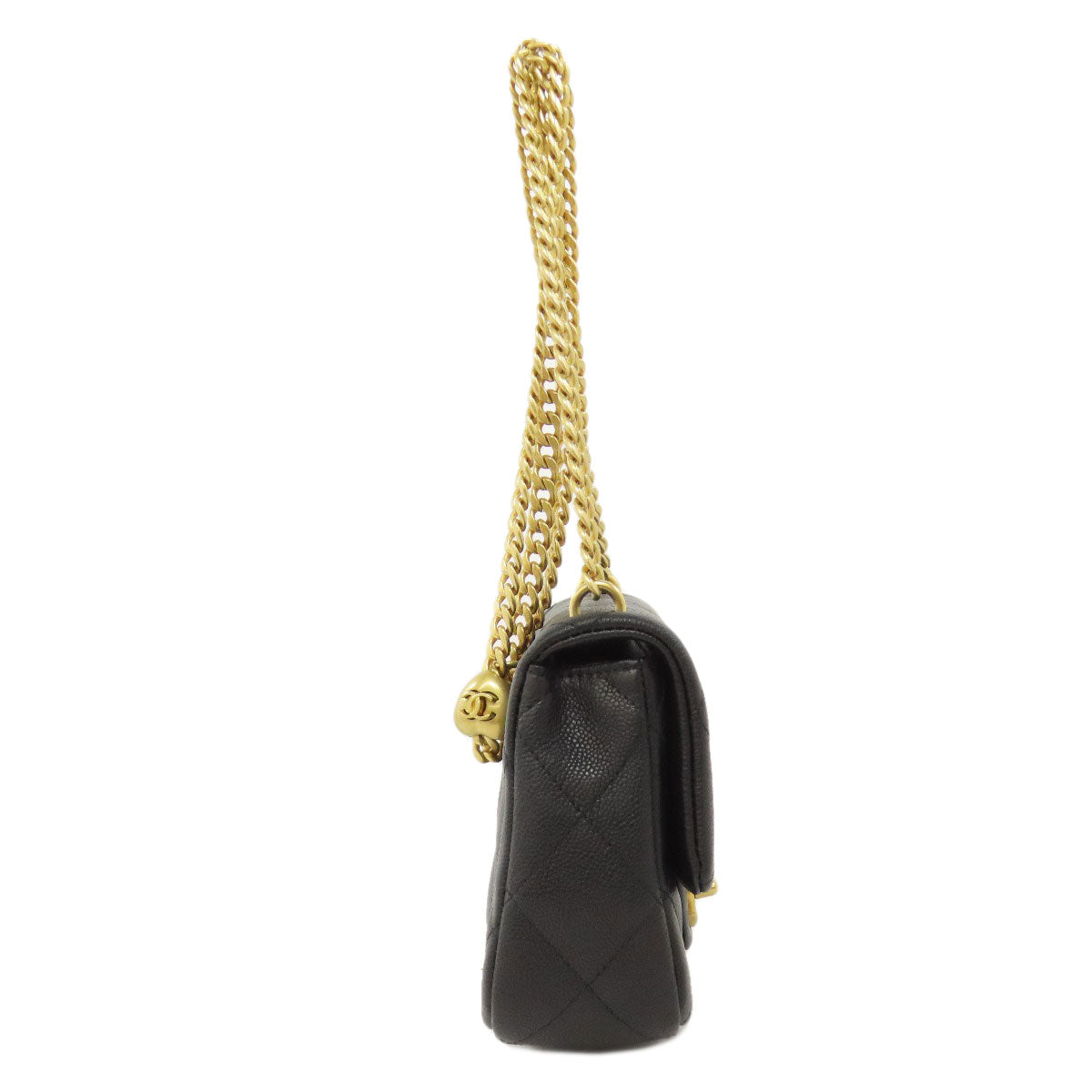 CHANEL ChainShoulder COCO Mark GoldHardware Shoulder Bag Grained Calfskin Skin Ladies [Used]