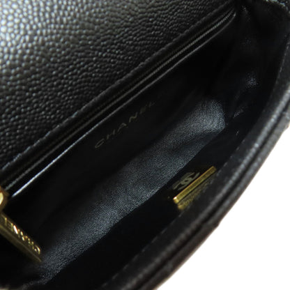 CHANEL ChainShoulder COCO Mark GoldHardware Shoulder Bag Grained Calfskin Skin Ladies [Used]