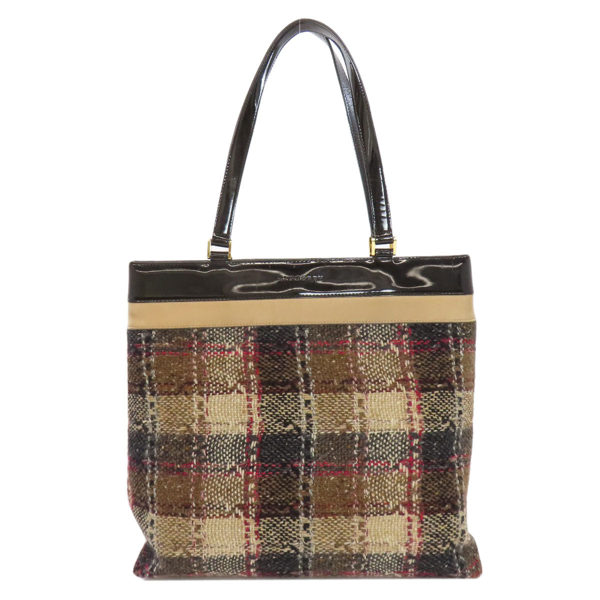 BURBERRY   Tote Bag Tartan Check Canvas LeatherLadies