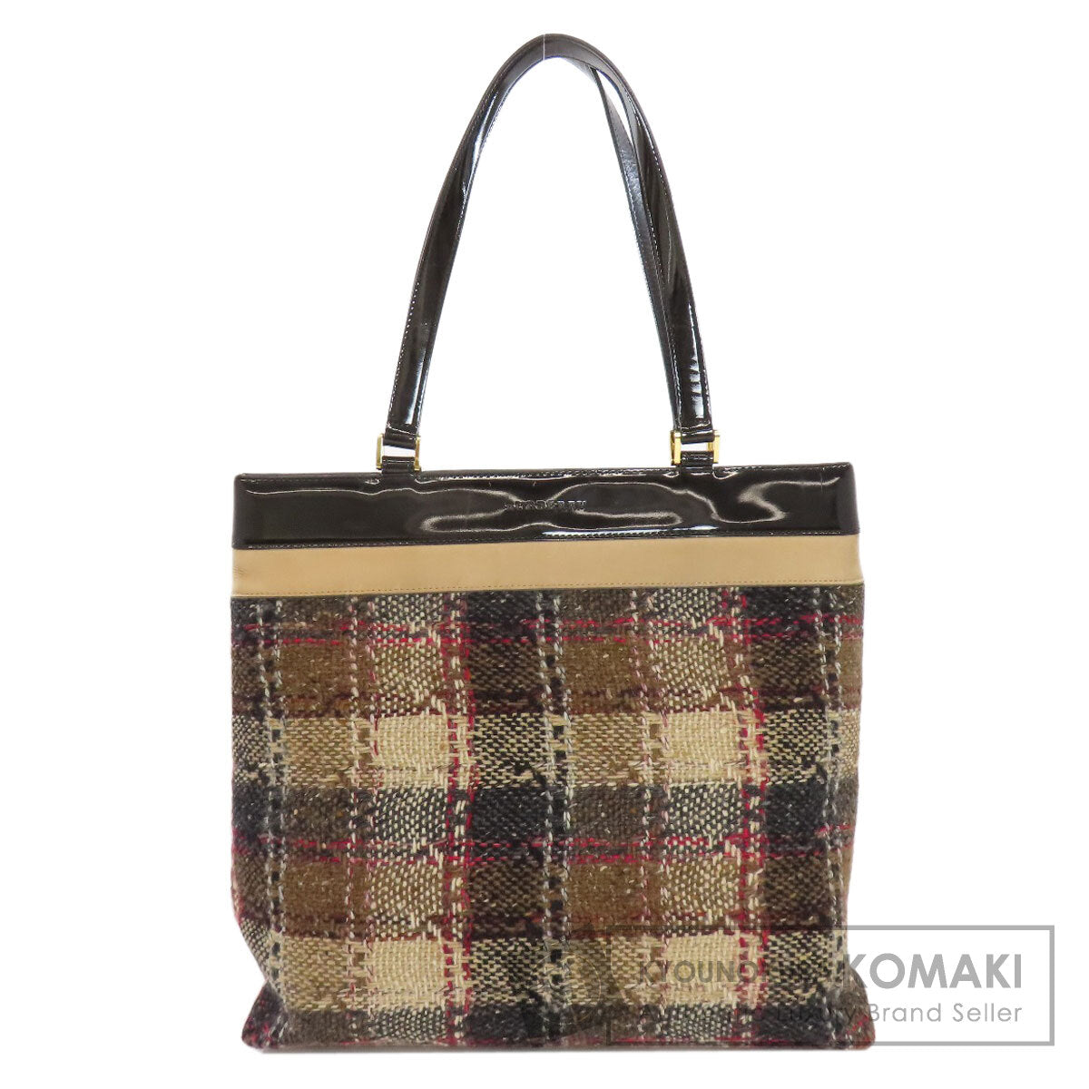 BURBERRY   Tote Bag Tartan Check Canvas LeatherLadies